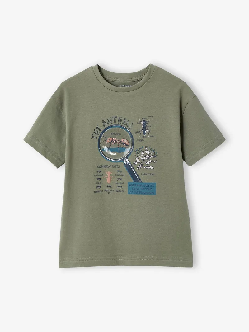 Vertbaudet Kinder T-Shirt zum Entdecken, Moosgrün, – Produktbild 1 von 3