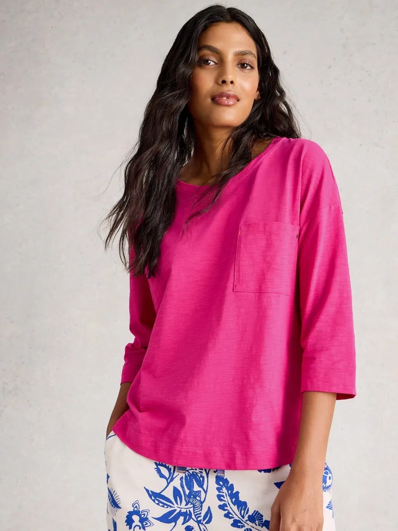 White Stuff Jerseytop Mia - S, Leuchtend rosa, – Produktbild 1 von 4