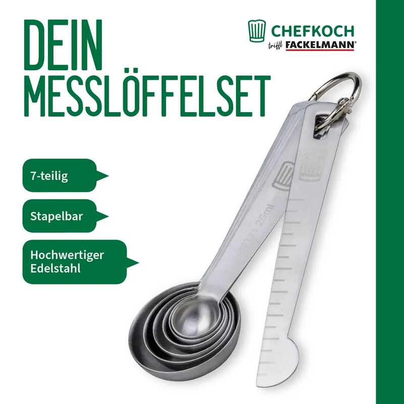 Chefkoch trifft Fackelmann Chefkoch trifft Fackelmann Messlöffelset, Edelstahl, 7-teilig – Produktbild 3 von 3