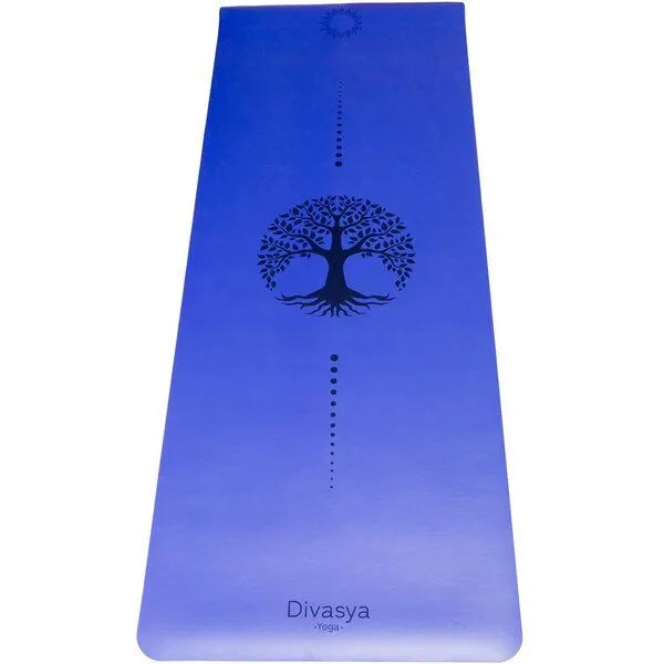 Divasya Divasya Yogamatte Naturkautschuk | rutschfester japanischer Grip | 6 Farben | Gurt & Hülle, Lifetree royalblau, – Produktbild 1 von 4