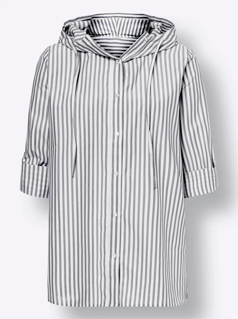 heine Gestreifte Bluse khaki-ecru-gestreift, Khaki-ecru-gestreift, – Produktbild 1 von 2