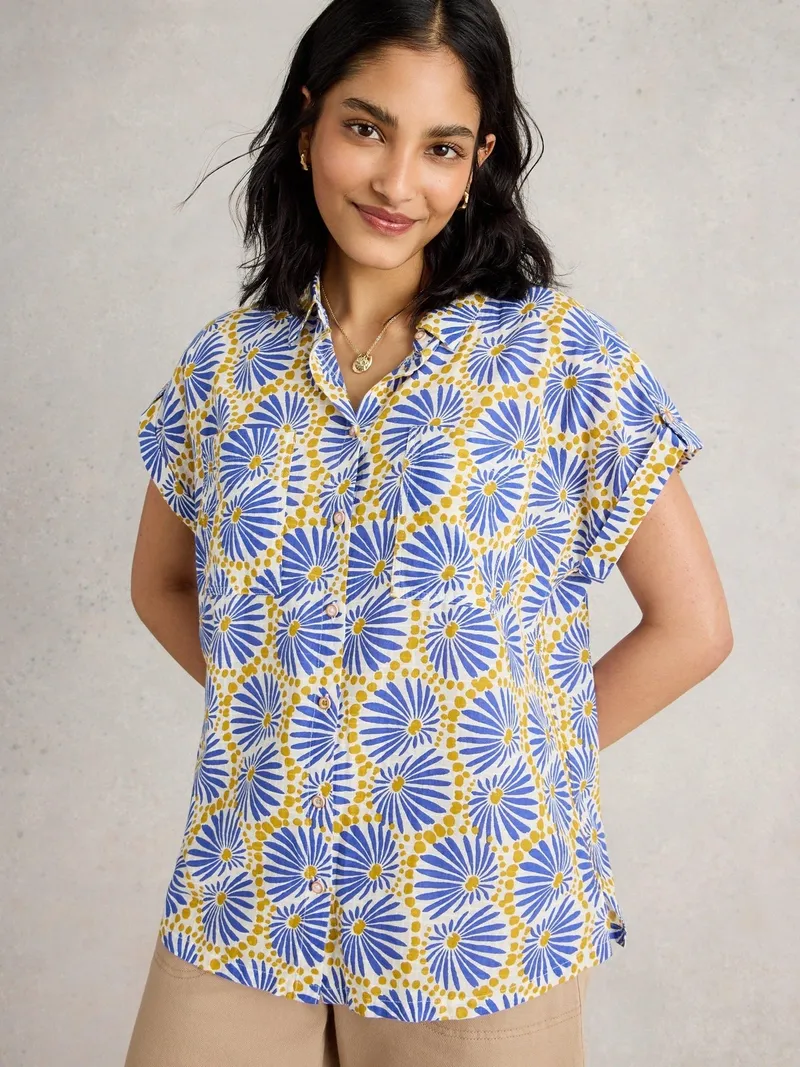White Stuff Bluse Ellie aus Bio-Baumwolle - 34, Blau print, – Produktbild 2 von 4