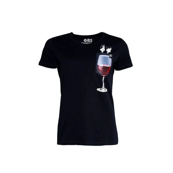 FÄDD FÄDD Damen T-Shirt Rundhals aus Bio-Baumwolle "Rotwein BT" Navy Schwarz, Schwarz, – Produktbild 1 von 4