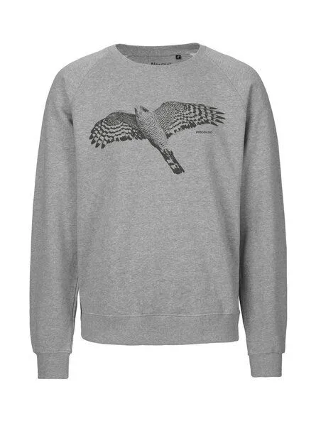 Peaces.bio - handbedruckte Biomode Peaces.bio - handbedruckte Biomode Bio Herren-Sweatshirt Sperber, Grau, – Produktbild 1 von 2