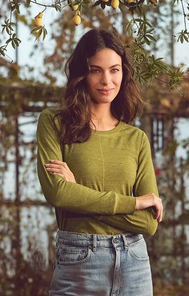 HempAge HempAge Langarmshirt mit mittiger Naht Hanf/Biobaumwolle, Shitake (braun), – Produktbild 2 von 4