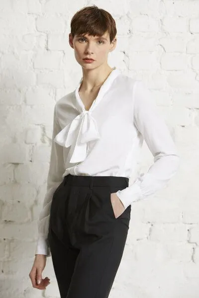 Wunderwerk Wunderwerk Tie neck blouse TENCEL, Dunkelrot (594 - black wine), – Produktbild 2 von 3