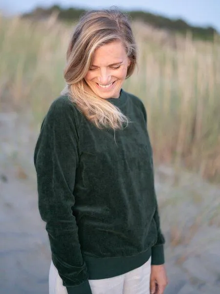 FUXBAU FUXBAU Frauen Samt Sweater, Grün, – Produktbild 2 von 4
