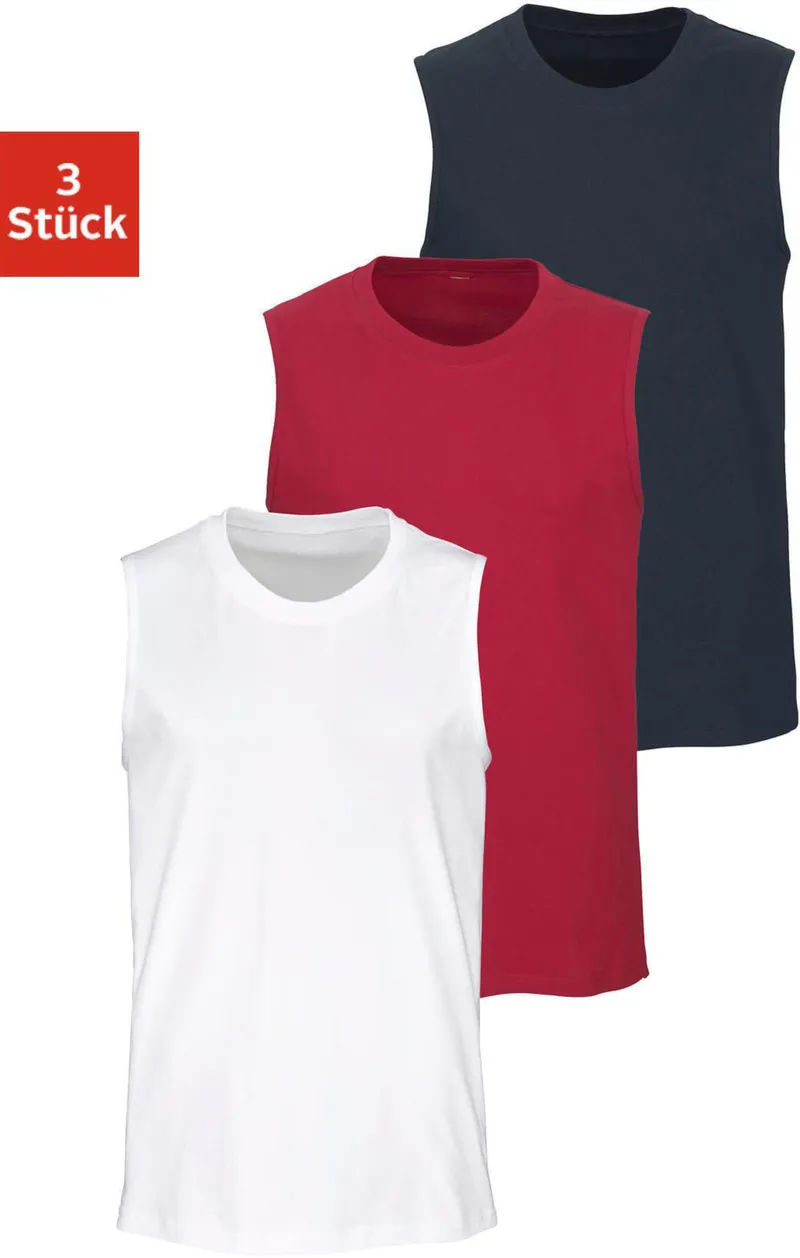 H.I.S Muscleshirt weiß, rot, marine, Weiß, rot, marine, – Produktbild 2 von 3