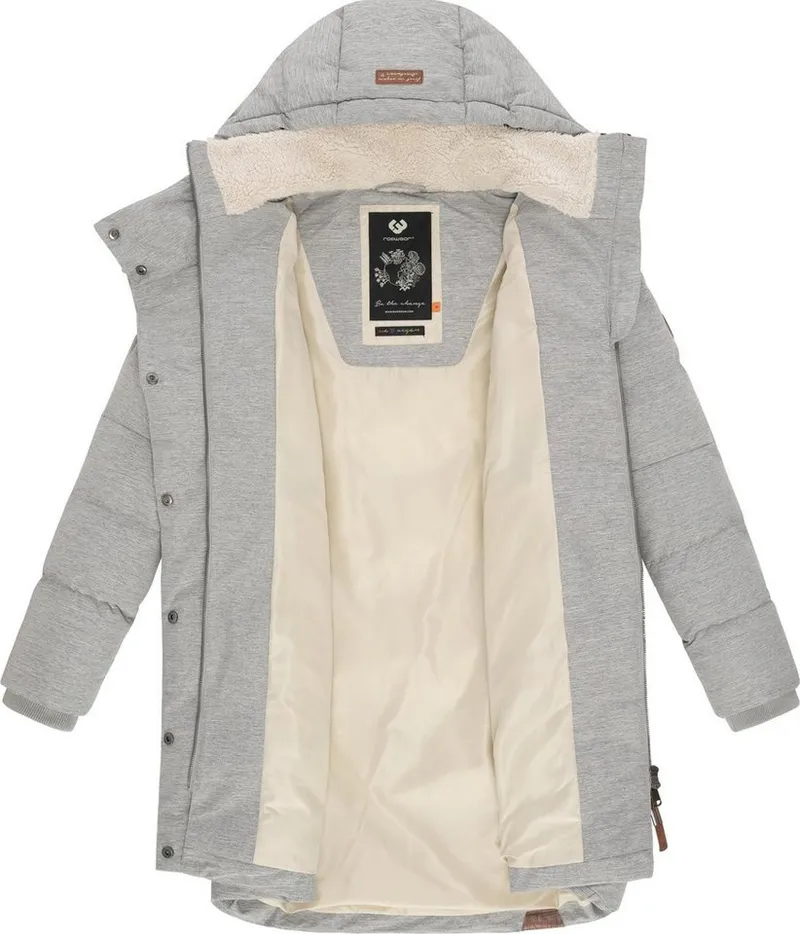 ragwear ragwear Wintermantel Pavla stylischer Winterparka mit Teddyfutter und Kapuze, Grau, – Produktbild 5 von 5
