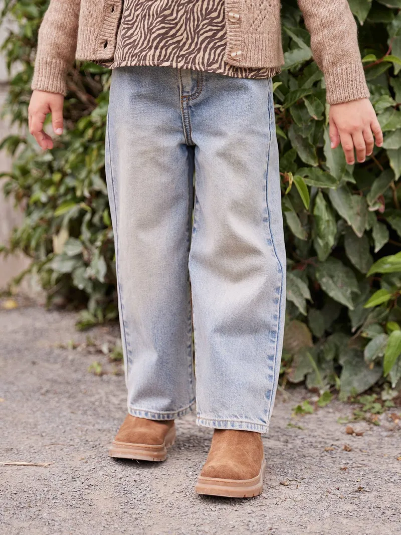 Vertbaudet Vertbaudet Weite Mädchen Jeans mit Dehnbund, Mittelblau, – Produktbild 1 von 4