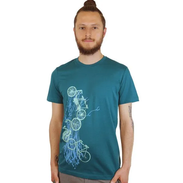 Spangeltangel Spangeltangel Herrenshirt "Fahrräder", bedruckt, Siebdruck, sportlich, Bio-Baumwolle, Navy, – Produktbild 1 von 1