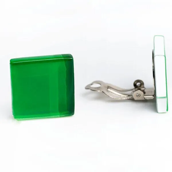 ALEXASCHA ALEXASCHA Auffällige Statement Ohrclips aus Glas | PUREFORM, Moosgrün, – Produktbild 2 von 4