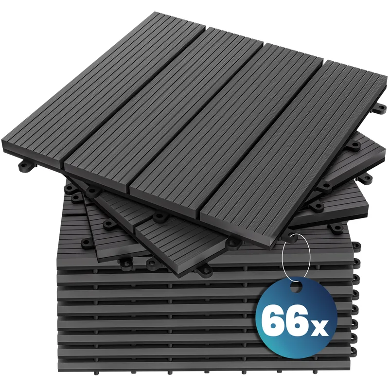 Casaria® Casaria® WPC Fliesen 66er-Set Klassik Anthrazit - 30x30cm, Anthrazit, – Produktbild 1 von 2
