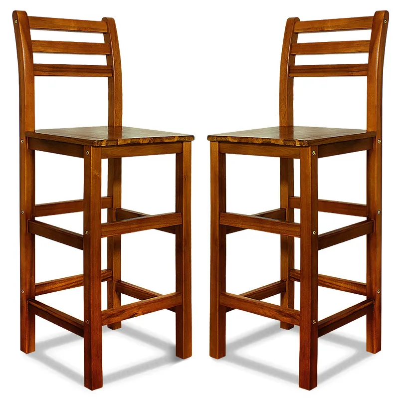 Casaria® Casaria Deuba 2er Set Barhocker Akazien-Holz – Produktbild 1 von 1