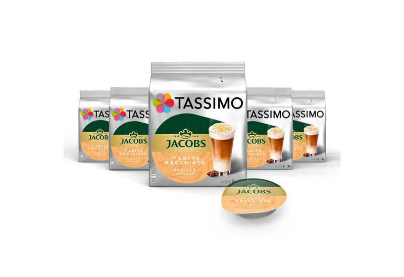 Tassimo Tassimo Kaffee Kapseln Jacobs Latte Macchiato Vanilla T Discs 40 Getränke, (Packung, 5er Pack) – Produktbild 1 von 5