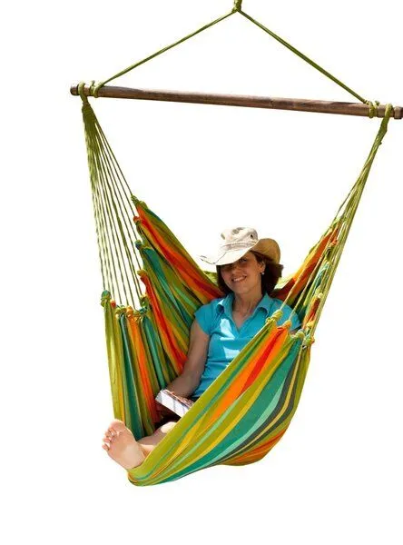 MacaMex MacaMex Cayo Grande Hängestuhl, Hängesessel aus langfasriger Baumwolle, Dorada (blau), – Produktbild 3 von 4