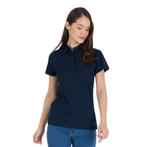 Woolona Woolona Merino Casual Damen Polo-Shirt - 100% Merinowolle, Navy, – Produktbild 1 von 3