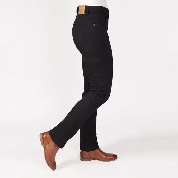 fairjeans fairjeans schwarze Basic-Jeans STRAIGHT BLACK, gerades Bein, mittelhoher Bund, Biobaumwolle, Schwarz, – Produktbild 4 von 4