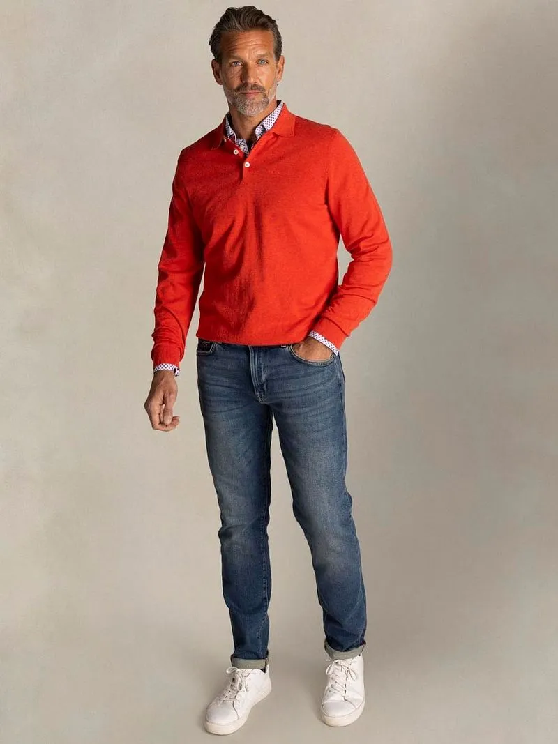 new zealand auckland new zealand auckland NZA Longsleeve Strick Polo Rot, Rot, – Produktbild 4 von 5