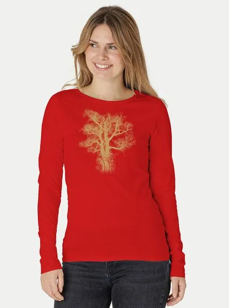 Peaces.bio - handbedruckte Biomode Peaces.bio - handbedruckte Biomode Bio-Damen-Langarmshirt Chestnut, Graphitgrau, – Produktbild 3 von 3