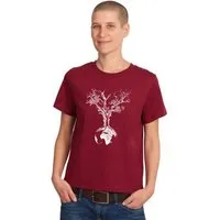 Life Tree Life-Tree Shirt aus Biobaumwolle Fairwear für Damen "Weltenbaum" in Burgundy Rot/Natural Weiß – Produktbild 1 von 1