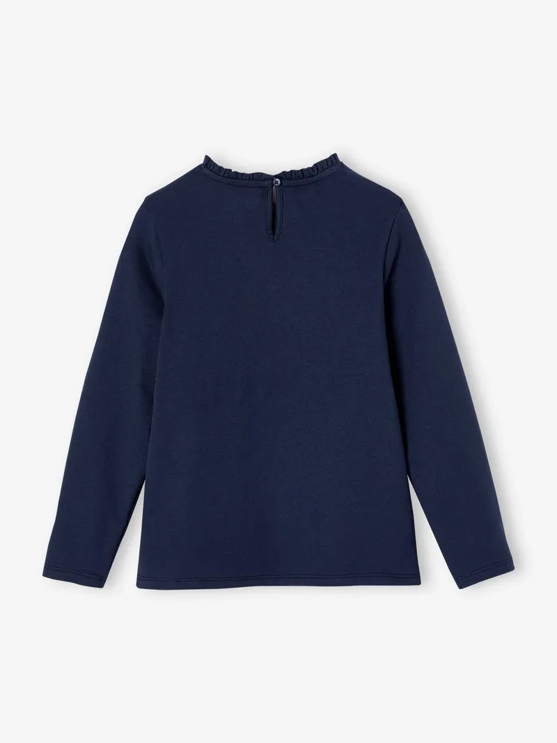 Vertbaudet Mädchen Langarmshirt mit Rüschendetails, Marine, – Produktbild 2 von 3