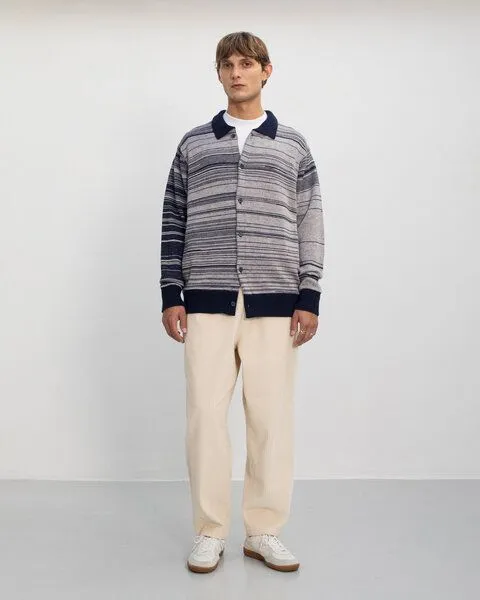 Rotholz Rotholz Strick Shirt aus Merinowolle, Blau/ grau gestreift, – Produktbild 1 von 7