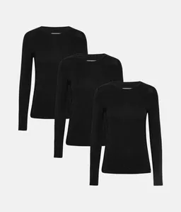 Copenhagen Bamboo 3er-Pack schwarzes Bambus-Langarm-T-Shirt – Produktbild 1 von 1