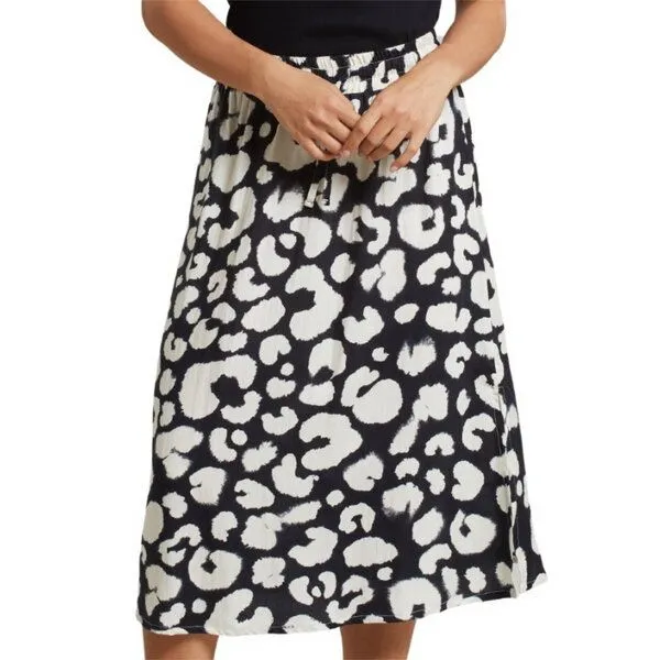 Dedicated DEDICATED Klippan - Sommer Midi Rock aus Lyocell, Painted leopard black (schwarz), – Produktbild 1 von 4
