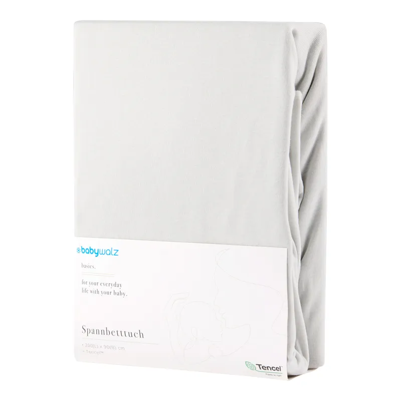 baby-walz Baby-Walz Basics Spannbetttuch TENCEL™ 90x200 cm, Grau, – Produktbild 1 von 2