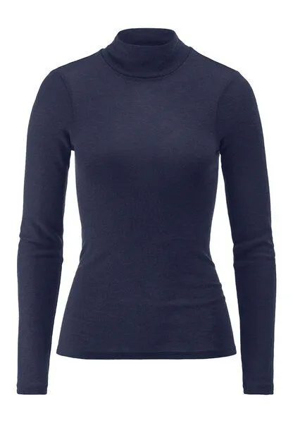 hessnatur hessnatur Rollkragen-Longsleeve Fitted aus Schurwolle und Seide, Graphitblau, – Produktbild 2 von 4