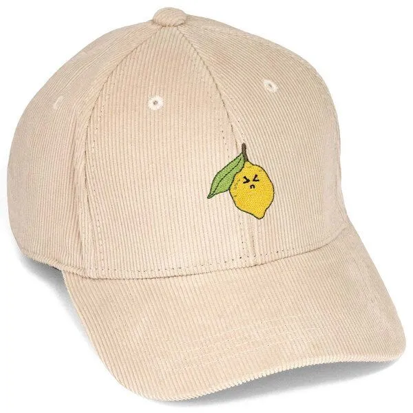 LIGARTI Bestickte Cord Cap – Zitrone – LIGARTI Tiermanufaktur, Sand, – Produktbild 1 von 4