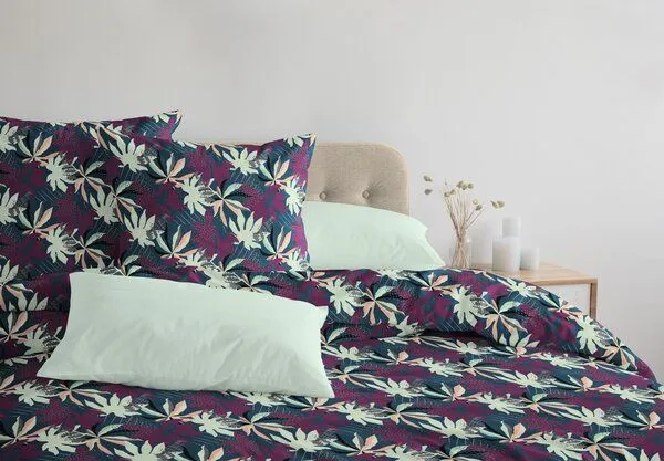 Nature by Adam Nature by Adam Bettwäsche 2tlg aus 100% Bio-Baumwolle - Made in Germany - Jungle, Lila-blau, – Produktbild 4 von 4