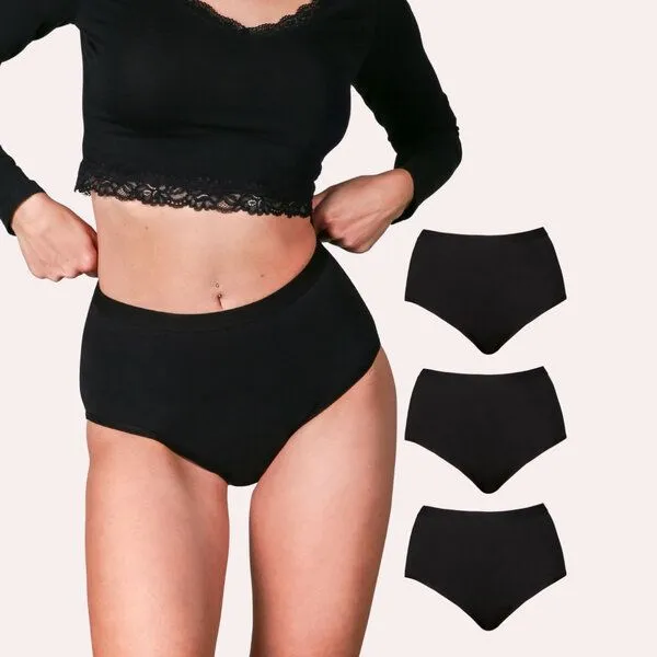 Taynie Ultra Periodenunterwäsche Biozidfrei 60°C Taynie Comfort Bamboo Ultra, 3er pack schwarz, – Produktbild 1 von 4