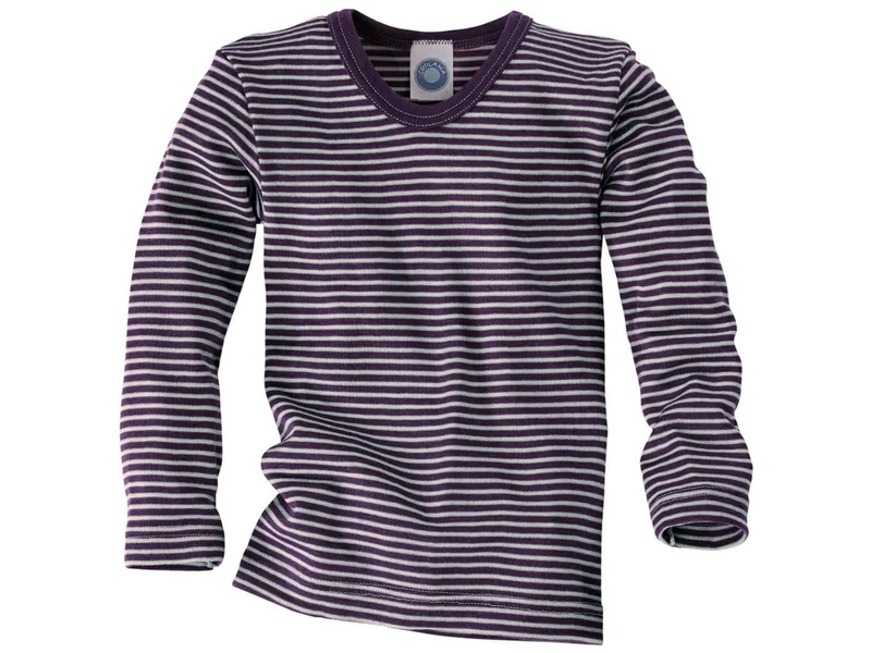 Cosilana Cosilana Kinder Unterhemd Langarm Wolle Seide lila-geringelt Gr.104, Lila, mehrfarbig, – Produktbild 1 von 2