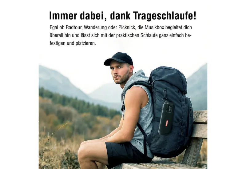 Leicke Leicke Tragbarer Bluetooth Lautsprecher mit FM Digitalradio (DAB) (4500mAh Akku, RGB-LED Lichter, 10W Stereo-Sound,Equalizer), Schwarz, – Produktbild 2 von 5