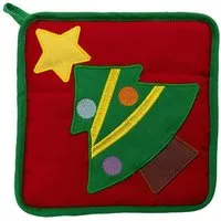 El Puente El Puente Topflappen "Weihnachtszeit" | Fair Trade & Handmade aus Sri Lanka, Rot, – Produktbild 1 von 1