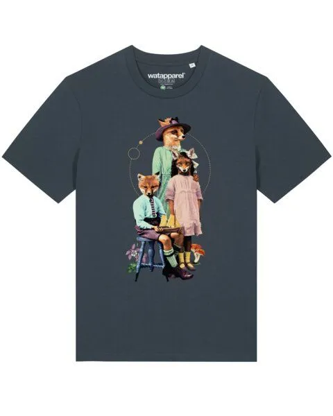 watapparel watapparel T-Shirt Unisex Fancy Fox, India ink grey, – Produktbild 1 von 4