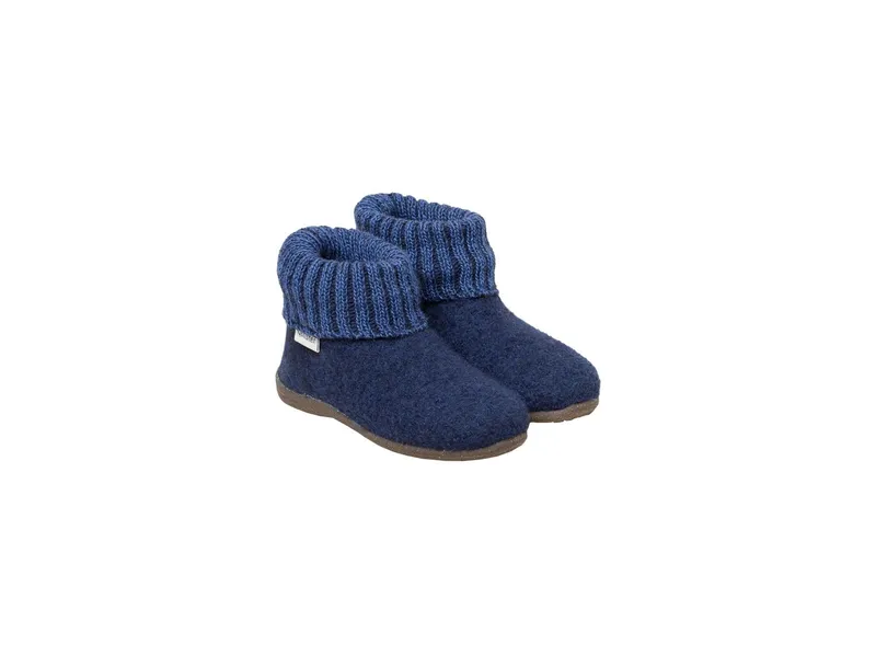 Gottstein Gottstein Kinder Hausschuhe Hüttenschuhe Wollwalk Gummi-Kork Sohle, Blau, – Produktbild 1 von 2