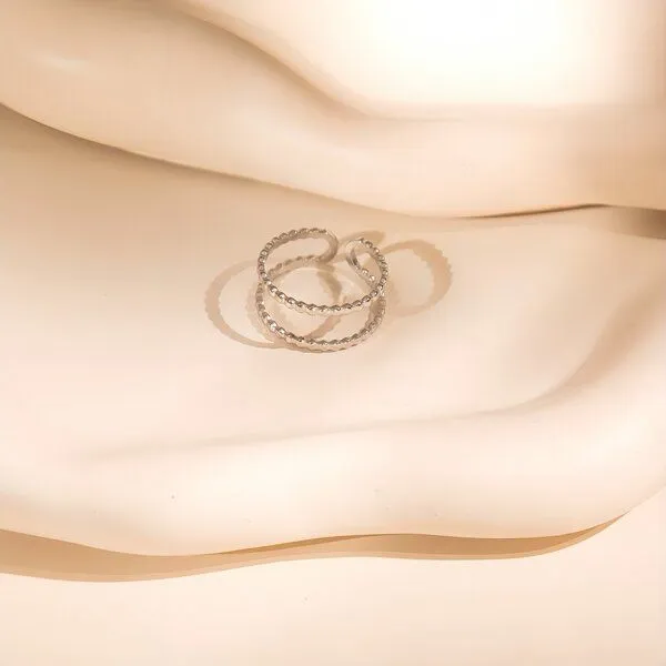 ELEKTROPULLI ELEKTROPULLI Größenverstellbarer Dots Double Ring ca. Ø 17 - 19mm, Silber, – Produktbild 4 von 4