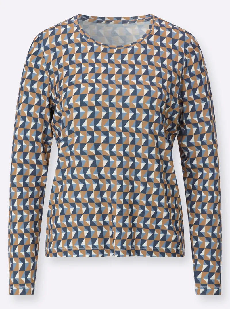 Witt Langarmshirt camel-bleu-bedruckt, Camel-bleu-bedruckt, – Produktbild 2 von 2