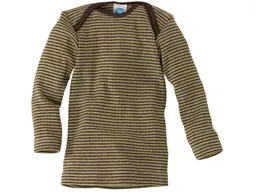 Cosilana Cosilana Baby Schlupfhemd Langarm Baumwolle-Wolle-Seide grün-braun-geringelt Gr.86/92 – Produktbild 1 von 1