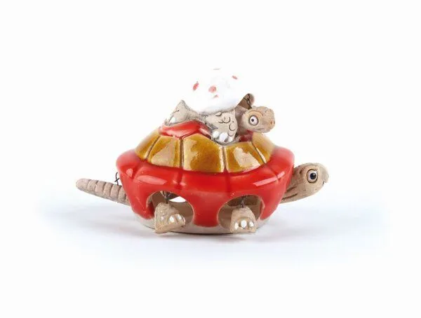 El Puente El Puente Deko-Figur "Wackel-Schildkröte Mama und Kind" | Fair Trade & Handmade aus Peru, Gelb,weiß,rot, – Produktbild 1 von 1