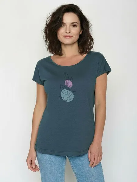 GreenBomb GREENBOMB Bloom Classic Cool - Lässiges T-Shirt aus Bio-Baumwolle / hochwertiger Print / GOTS / Fair & Vegan, Blau (ash blue), – Produktbild 1 von 4