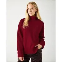 KnowledgeCotton Apparel KnowledgeCotton Apparel Rollkragen Pullover aus Bio-Baumwolle ROC/GOTS/Vegan, Rot (fig), – Produktbild 1 von 1