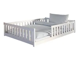 Kids Collective Kinderbett Bodenbett Bett mit Rausfallschutz & Lattenrost Montessori Bett Kinder (Jungen, Mädchen, Kinder, weitere Größen 80x160, 80x180, 90x190, 90x200, 120x200 cm), Jugendbett Gitterbett Einzelbett mit Matratze, Weiß 140x200 cm – Produktbild 1 von 1