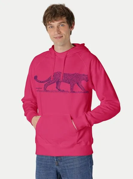Peaces.bio - handbedruckte Biomode Peaces.bio - handbedruckte Biomode Bio-Herren-Kapuzensweater Leopard, Pink, – Produktbild 1 von 3