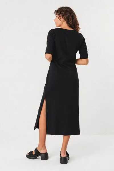 SKFK SKFK Kleid - ANI schwarz mit Bindedetail – Produktbild 3 von 4