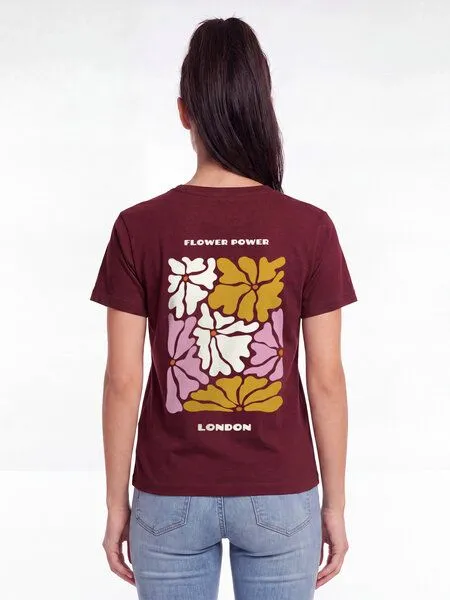 watapparel watapparel T-Shirt Frauen London Flora, Burgundy, – Produktbild 2 von 2