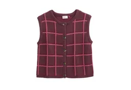 People Wear Organic People Wear Organic Pullunder Jacquardstrick, rot kariert GOTS zertifiziert – Produktbild 1 von 1